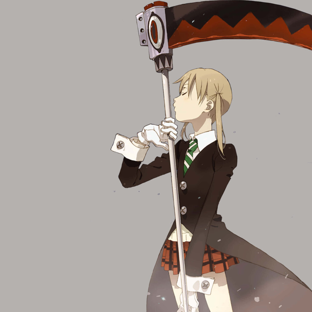Stylized Soul Eater Character with Scythe - Artistic Wallpaper Background