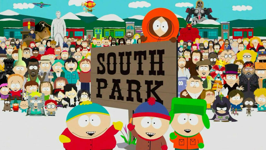 Colorful South Park Cast Wallpaper: Iconic Characters in Snowy Scene