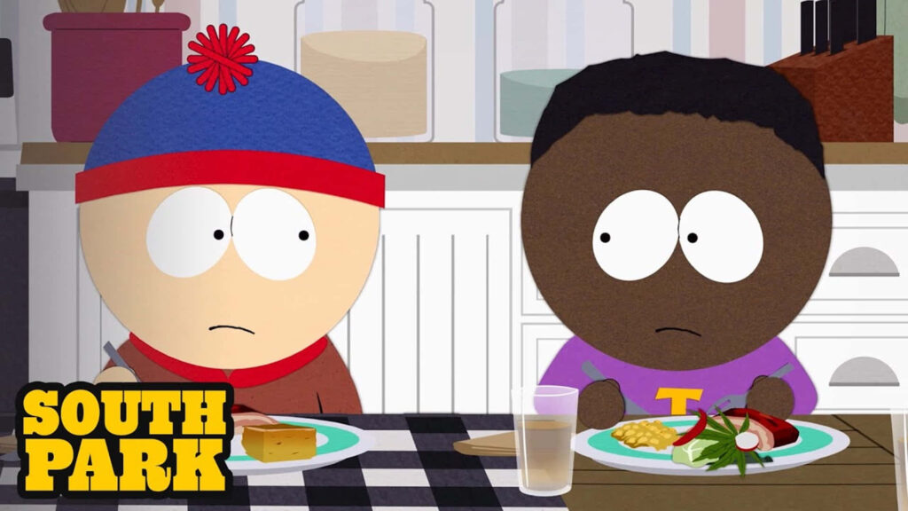 South Park Characters Enjoying Meal - Distinct Animation Wallpaper