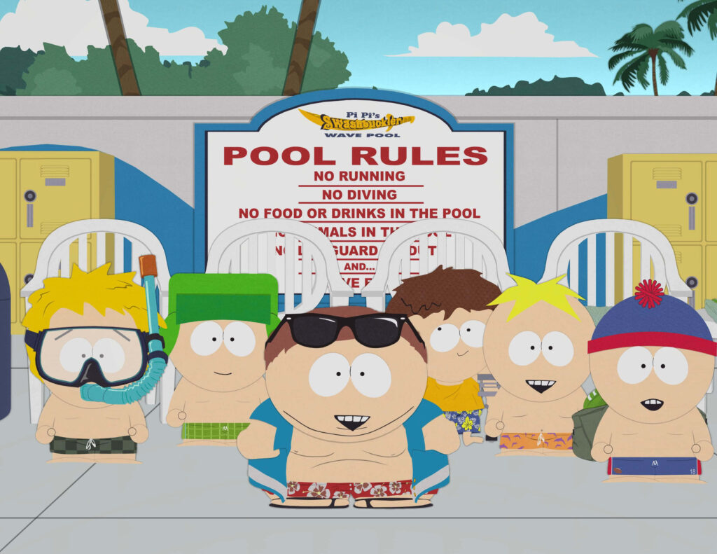 Summer Pool Fun: South Park Characters Wallpaper Background