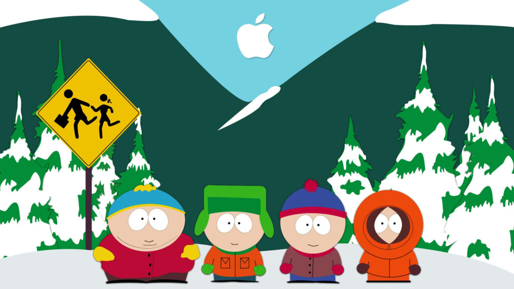 South Park Characters in a Snowy Mountain Wallpaper Background