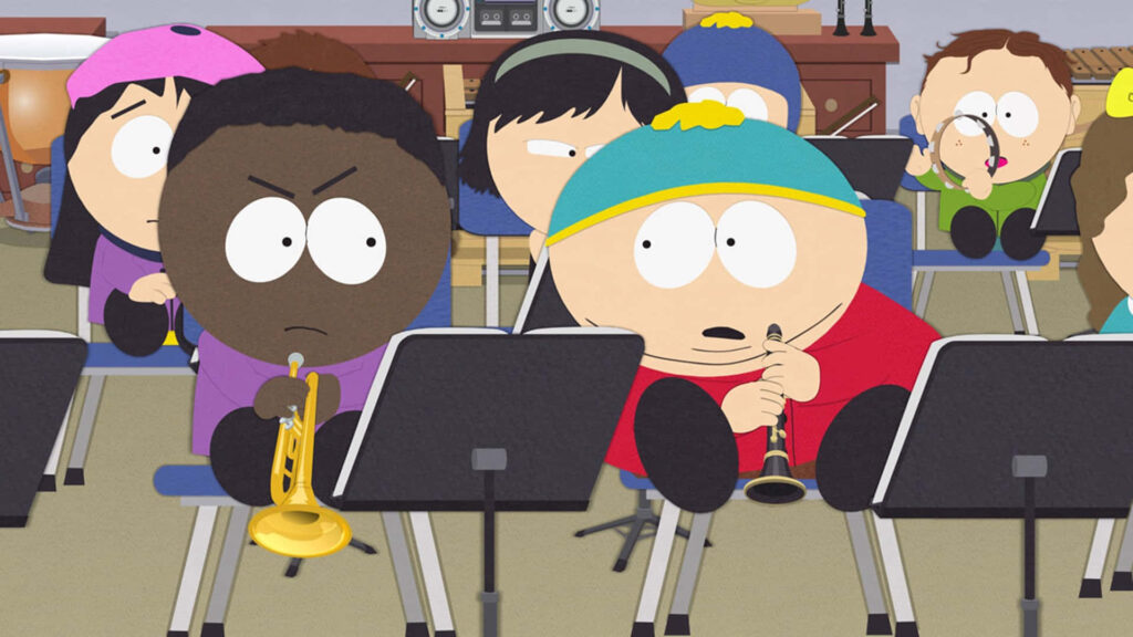 South Park Characters Jamming in Class - Comedic Wallpaper Background