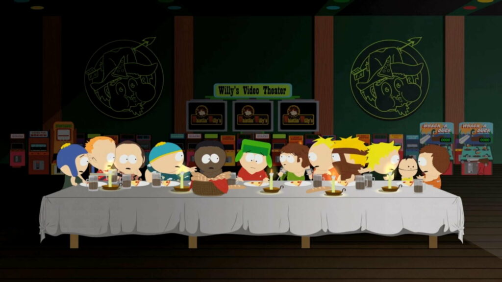 The Dynamic Dinner: South Park Characters Unite in a Vibrant HD Wallpaper