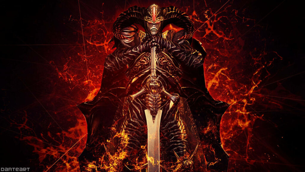 Sparda Legendary Dark Knight Devil May Cry fiery armor sword flames dynamic wallpaper background