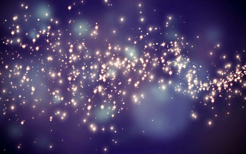 Dreamy blue purple gradient digital art wallpaper with sparkling celestial constellation effects