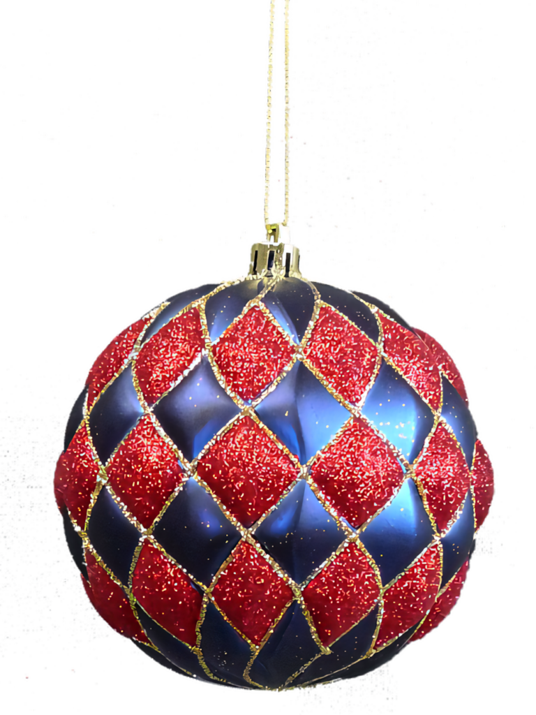 Sparkling Christmas Bauble: Red Glitter & Blue on Transparent Background Wallpaper