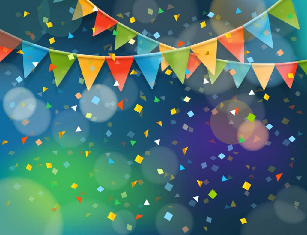 Vibrant Celebration: Festive Desktop Wallpaper with Bokeh Sparkles