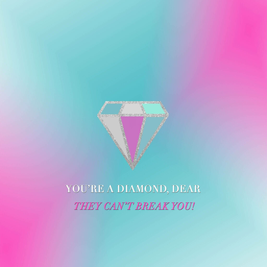 Empowering Girly Wallpaper: Sparkling Diamond & Motivational Quote