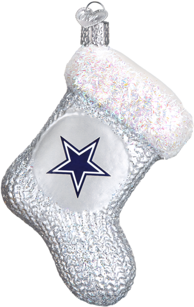 Festive Silver Holiday Stocking with Blue Star - Cheerful Wallpaper