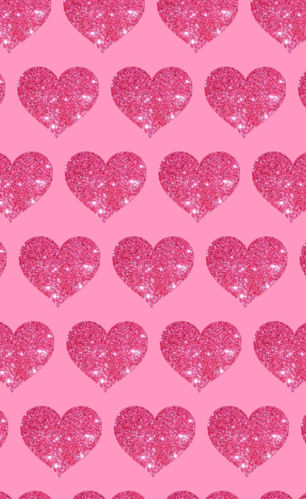 Glittering Love: Sparkling Pink Hearts Wallpaper