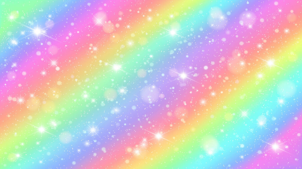 Sparkling pastel rainbow diagonal stripes with starbursts and bokeh light effects wallpaper