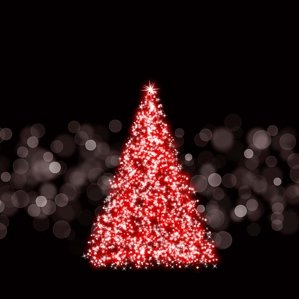 Sparkling Red Christmas Tree iPhone Wallpaper for a Festive Ambience