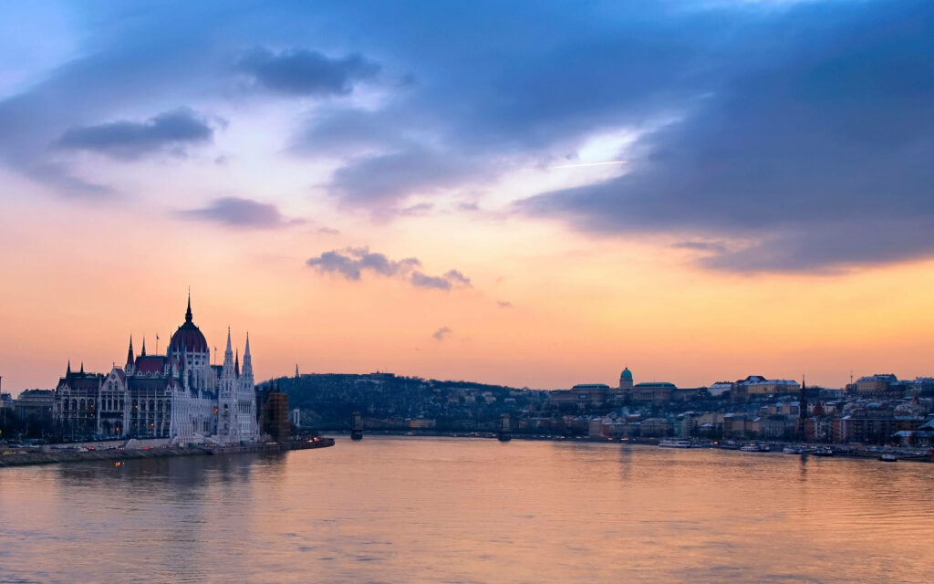 Mesmerizing Danube Cathedral: Captivating Hungarian Architecture Along the River Wallpaper