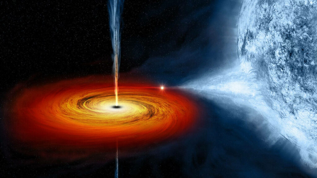 Erupting Cosmic Fury: A Mind-Bending Collision of a Monstrous Black Hole and an Enormous Supernova Wallpaper