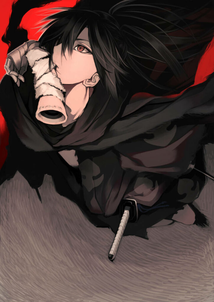 Dororo's Captivating Character: Hyakkimaru Artistically Exhibits his Prosthetic Arm in a Mesmerizing Artwork Shot Wallpaper