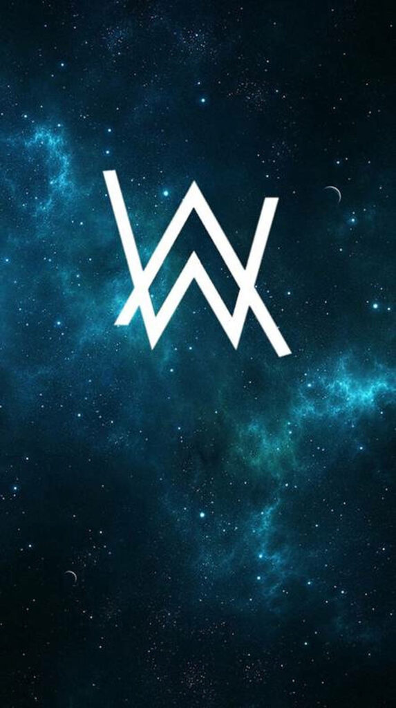 Melodic Cosmos: Ethereal Alan Walker Emblem amidst a Stellar Symphony Wallpaper