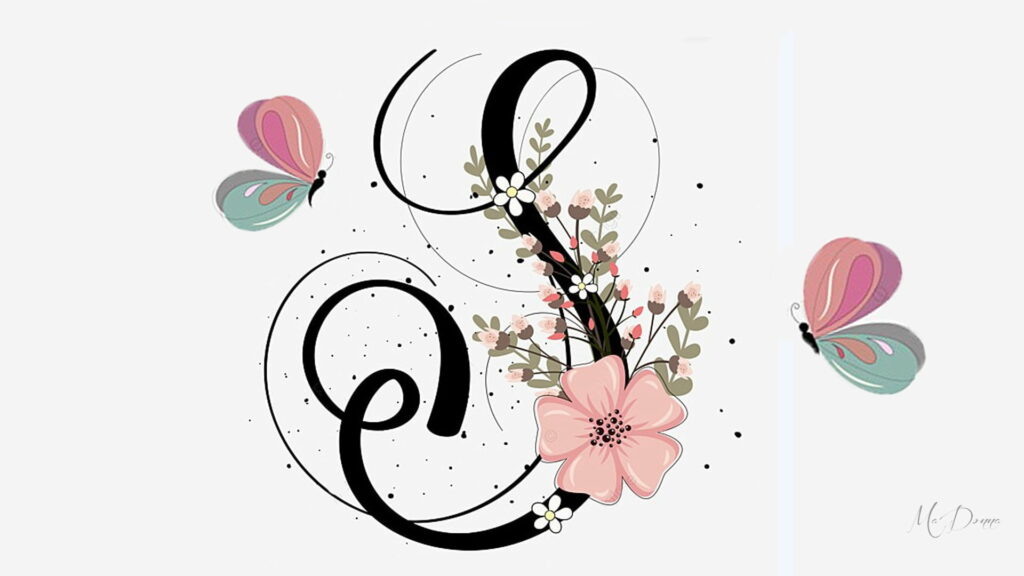Scripted Symphony: A Fragrant S Alphabet of Butterflies and Flowers in HD Wallpaper