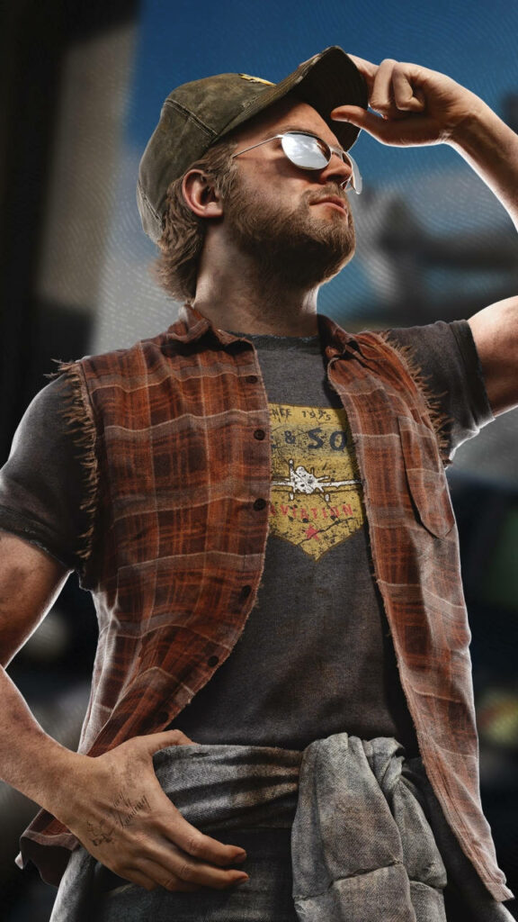 Adventurous Avatar: Nick Rye from Far Cry 5 in a Captivating iPhone Wallpaper