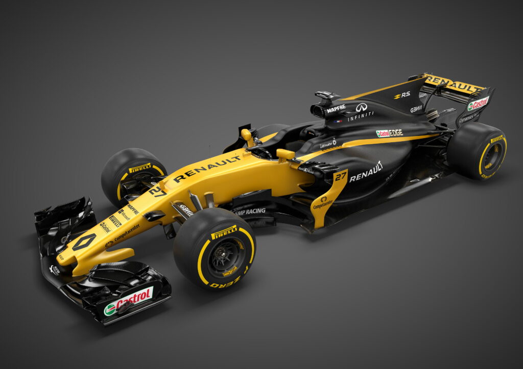 Blazing Black and Yellow: The Renault R.S.17 Formula One Race Car in Stunning 4K Wallpaper