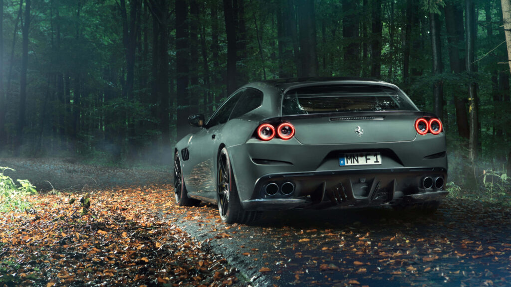 Unleashing Elegance: Ferrari GTC4Lusso Roars with Impressive Speed on Breathtaking Scenic Road Wallpaper