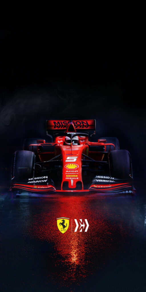 Revving up the Excitement: A Captivating F1 Phone Showcasing the Speedy Red Ferrari in Racing Action! Wallpaper