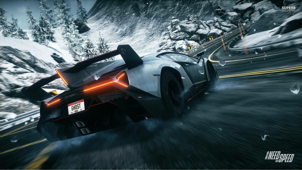 Frozen Velocity: Lamborghini Veneno Roams Wild in Snowy Need For Speed Rivals Scene Wallpaper