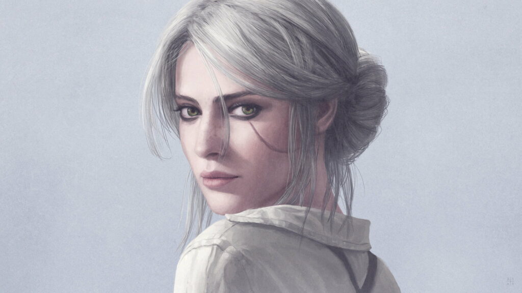 Enchanting Anime Huntress: A Mesmerizing QHD Wallpaper Inspired by The Witcher and The Witcher 3 Wild Hunt