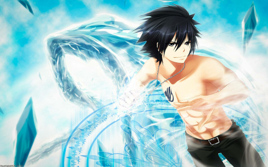 Chilling Power: Gray Fullbuster, the Frosty Warrior - Fairy Tail Background Image Wallpaper