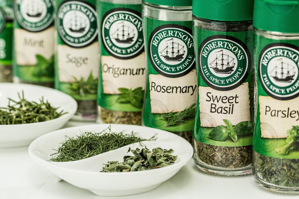Aromatic Herbs & Spice Containers Wallpaper for Culinary Inspiration