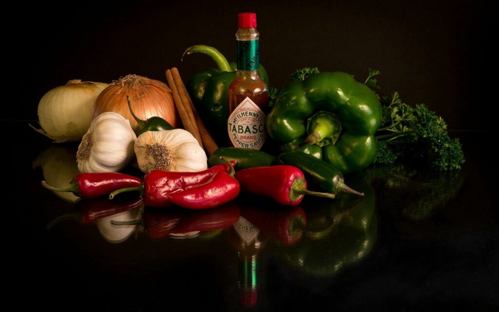 Spicy Vegetable Medley with Tabasco: Kitchen Wallpaper Background