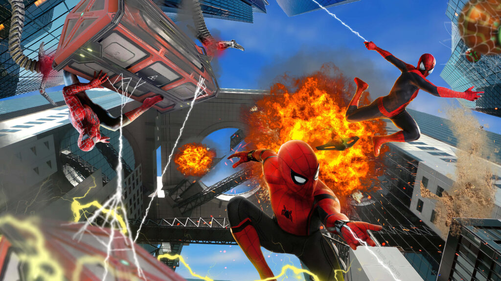 Spider-Man No Way Home: Dynamic Web-Slinging Action Wallpaper