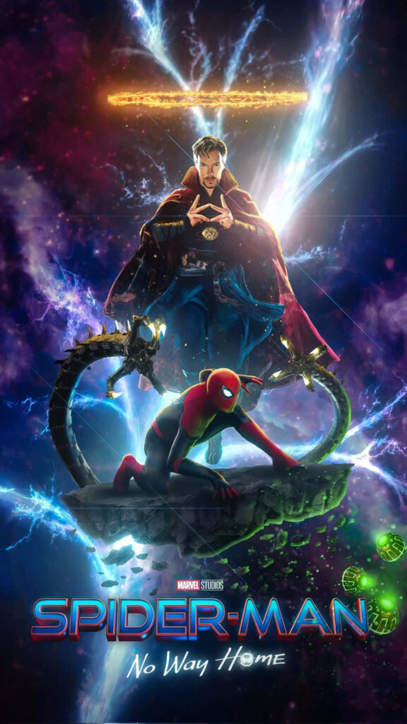 Vibrant Spider-Man No Way Home Poster with Doctor Strange - Wallpaper
