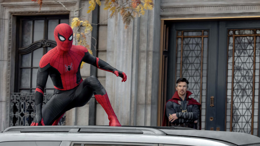 Spider-Man Ready for Action with Doctor Strange - No Way Home Wallpaper