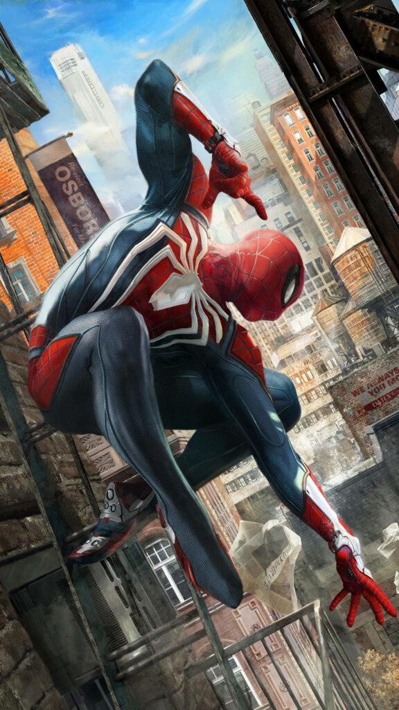 Spider-Man's Spectacular Midair Glide - Mobile Background Wallpaper