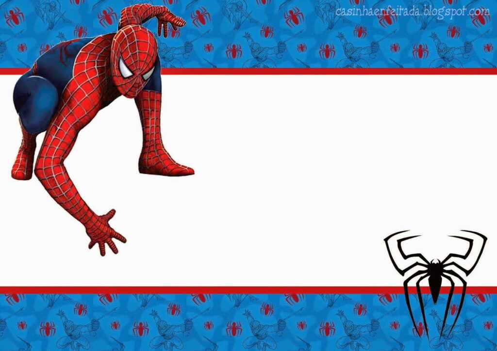 Spider-Man action pose HD wallpaper with vibrant blue background and black spider logo icon