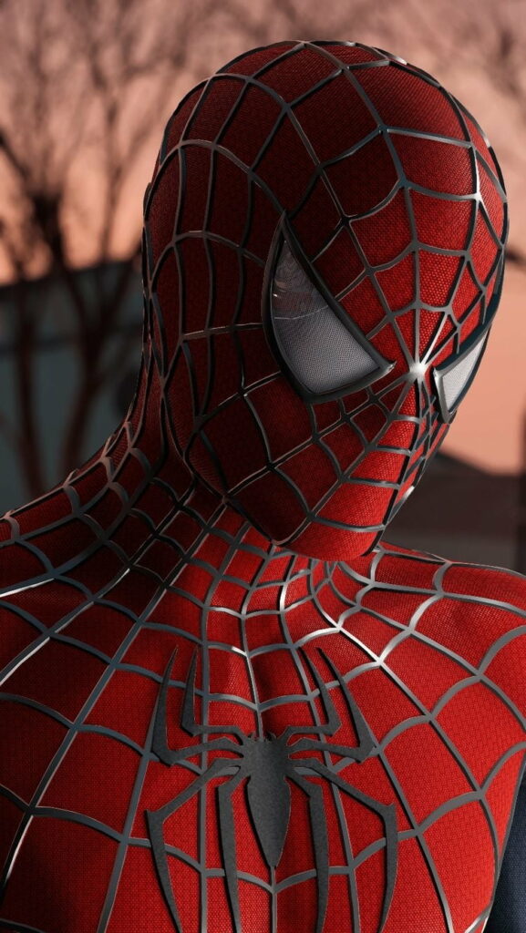 Spider-Man in classic red and blue suit with detailed web patterns HD comic-style wallpaper