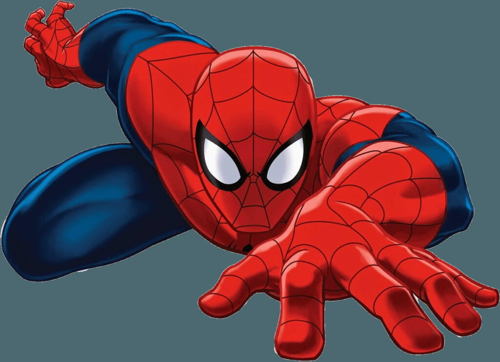 Spider-Man in red and blue suit reaching forward action pose HD wallpaper transparent background