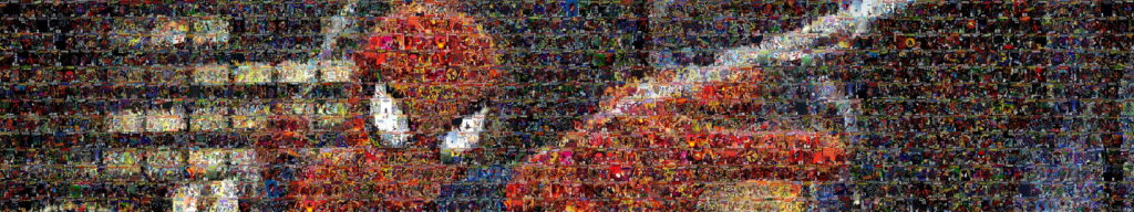 Dual screen Spider-Man mosaic wallpaper with vibrant Marvel superhero portrait in HD resolution