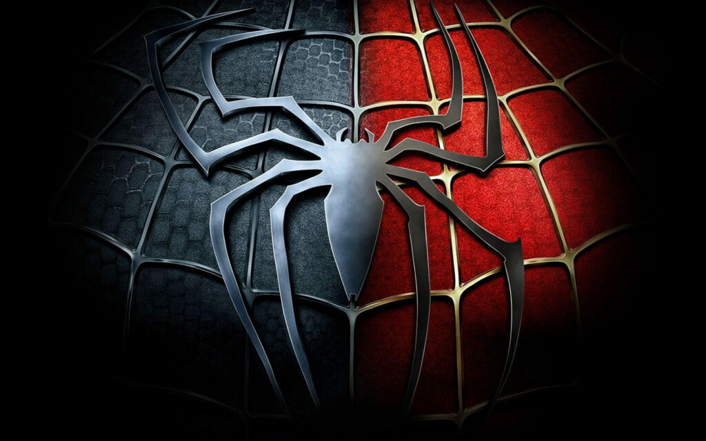 Spiderman 3 logo on black and red webbed background, symbolizing Spider-Man's duality HD wallpaper