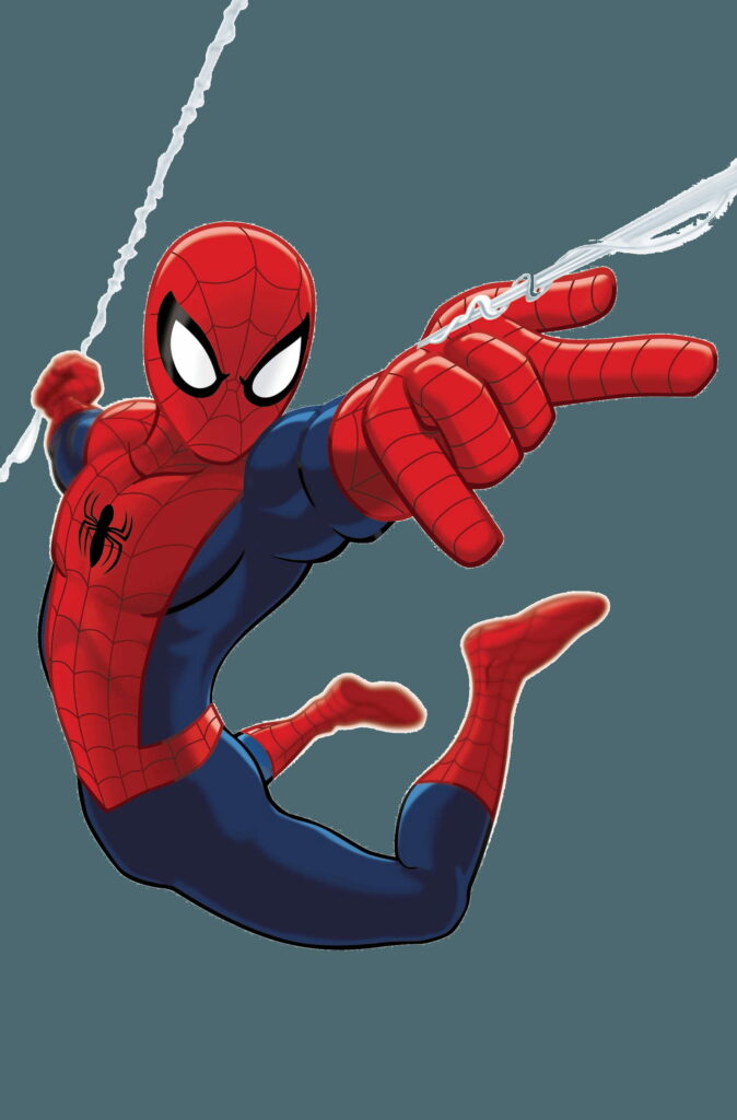 Spiderman swinging mid-air shooting webs vibrant HD phone wallpaper red blue suit action