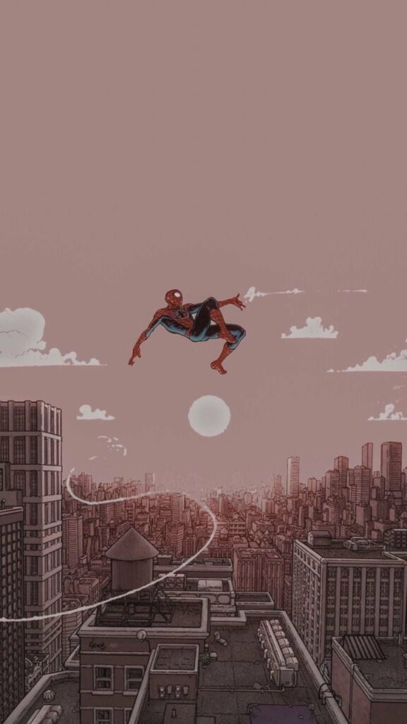 Spiderman swinging over sunlit cityscape Marvel HD phone wallpaper superhero background
