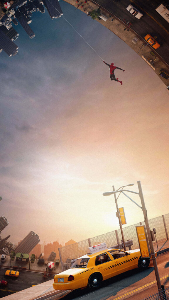 Spiderman at Sunset: Captivating Agility Wallpaper Background
