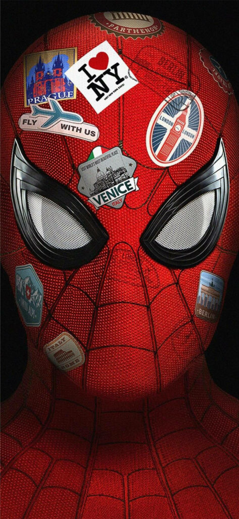 Spiderman's Far From Home Red Suit: Captivating Iphone 11 Pro Background Wallpaper