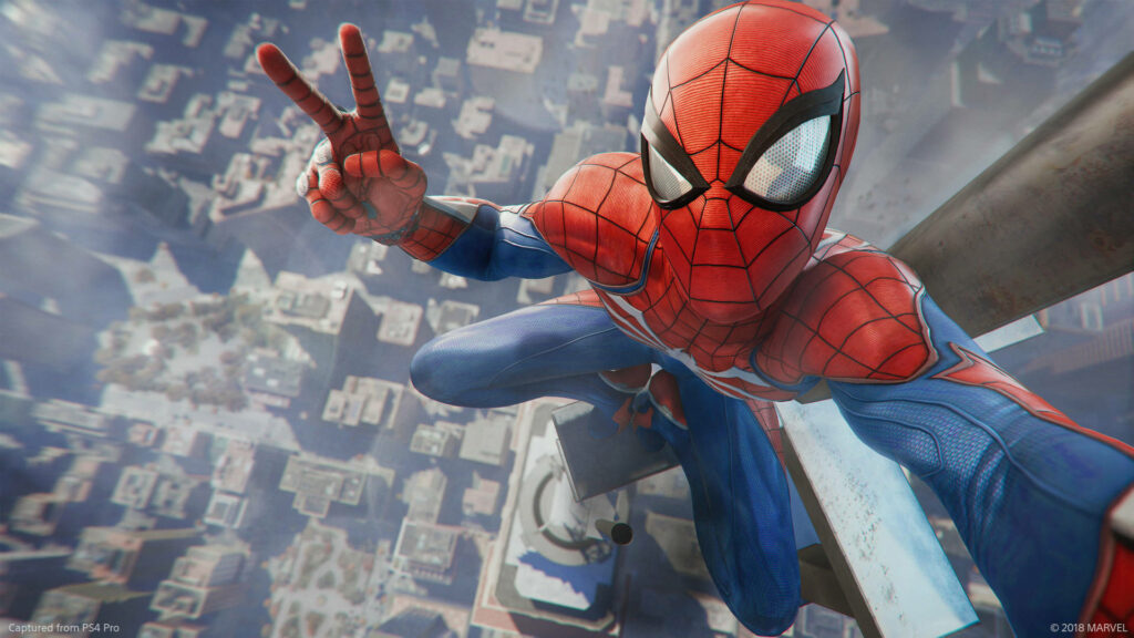 Web-Slinger's Rooftop Snapshot Amidst Urban Jungle Wallpaper