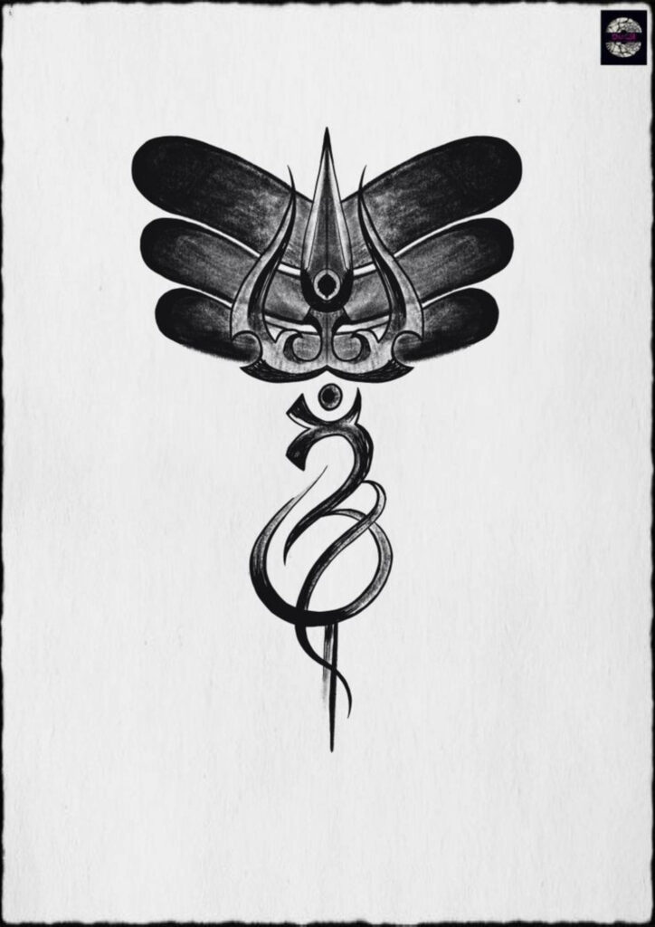 Spirituality & Mythology: Abstract Om & Winged Trident Wallpaper