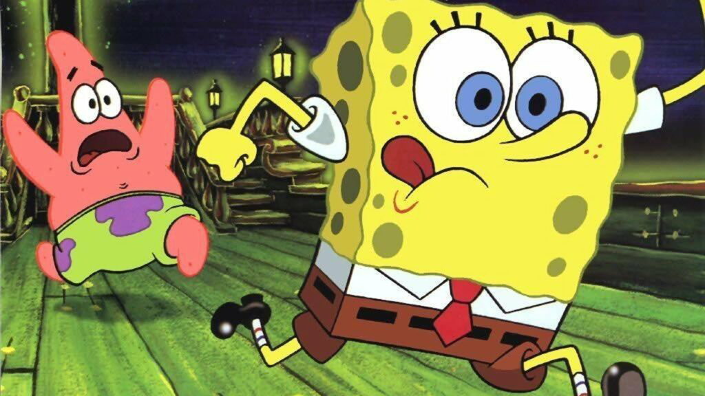 Sprintin' Spongebob: A High-Definition Wallpaper Featuring our Beloved SpongeBob SquarePants in Action!