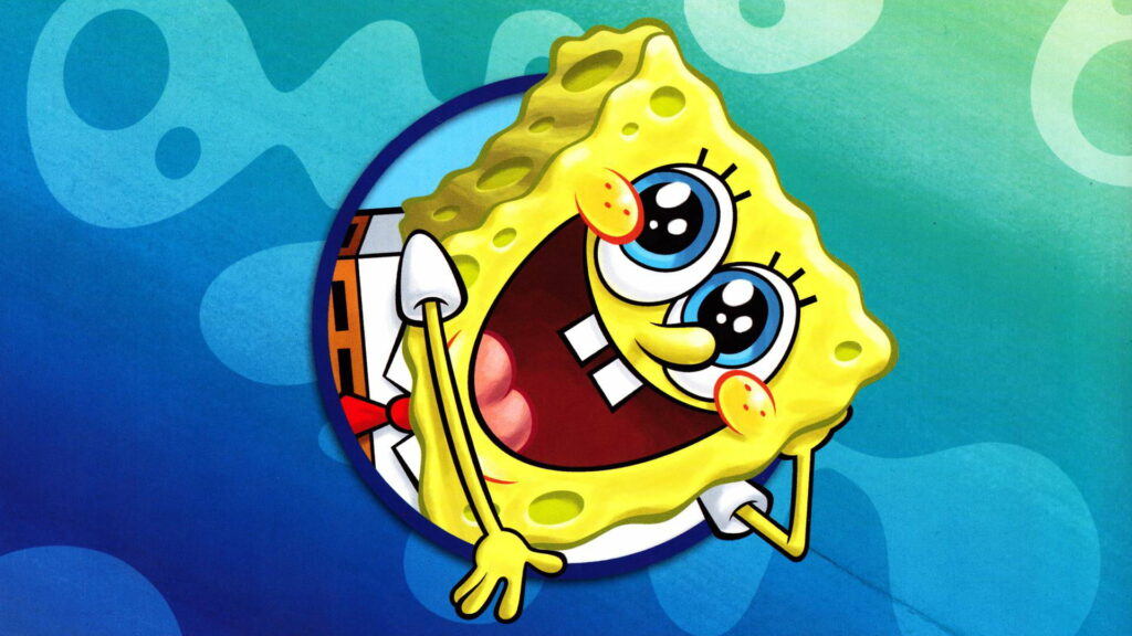 Spongebob Squares Up with a Vibrant Blue Background - High Definition Wallpaper