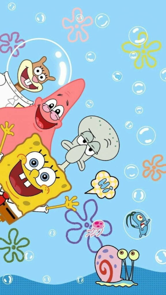 Cute Cartoon Protagonist: Spongebob Animated iPhone Wallpaper