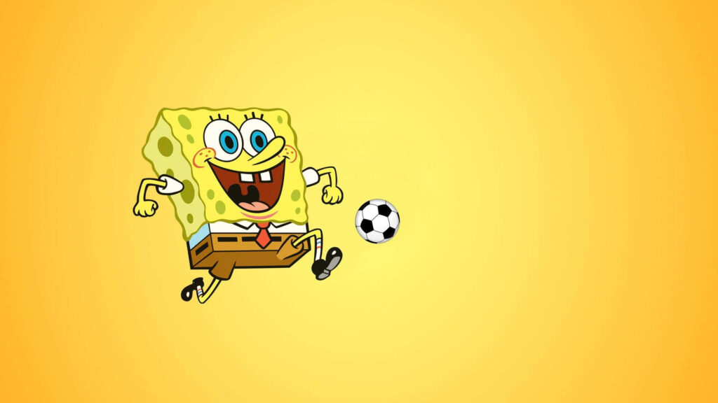 Vibrant SpongeBob Football Wallpaper for Bright Desktop Background