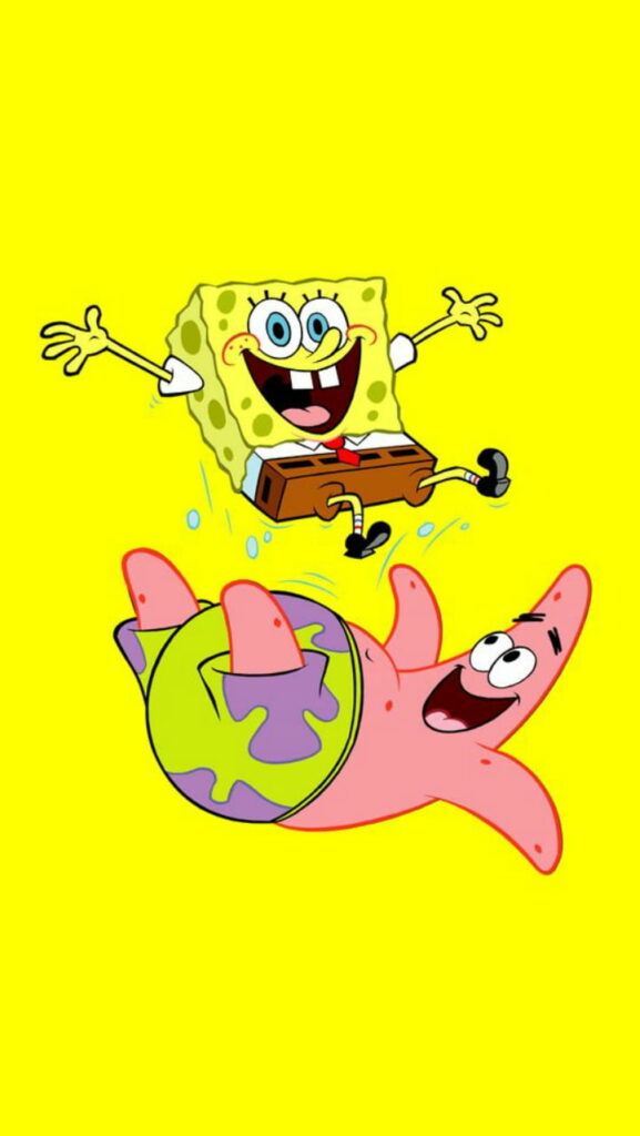 SpongeBob and Patrick's Epic Cartoon Adventure: A Vibrant HD Phone Wallpaper with SquarePants Fun